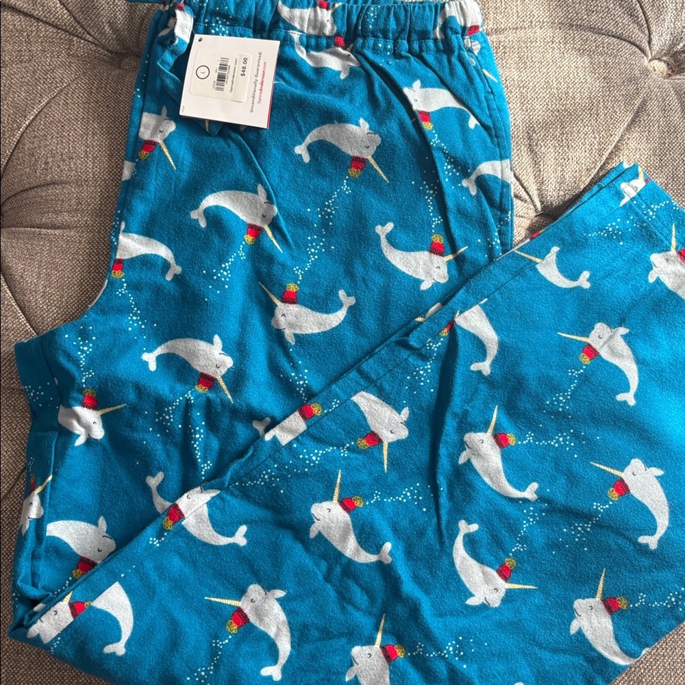Hanna Andersson pima cotton lounge pants men’s unisex narwal print